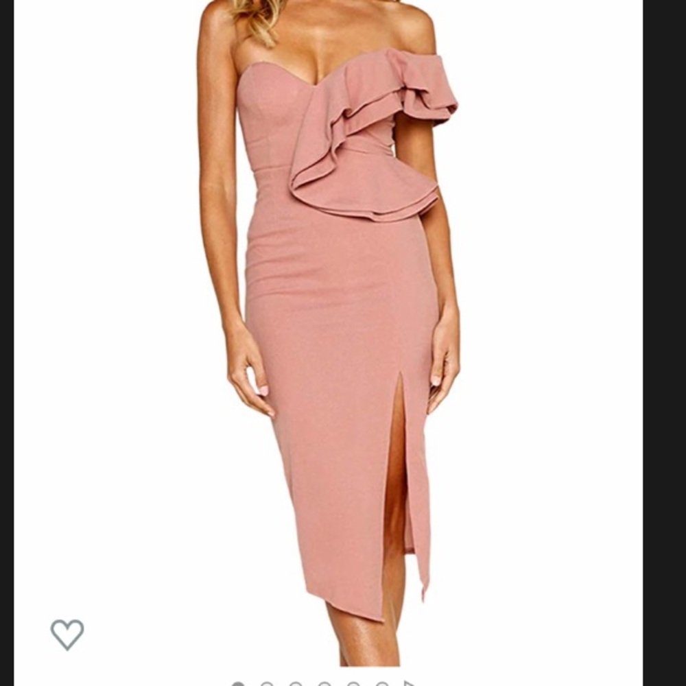 Strapless pink midi dress